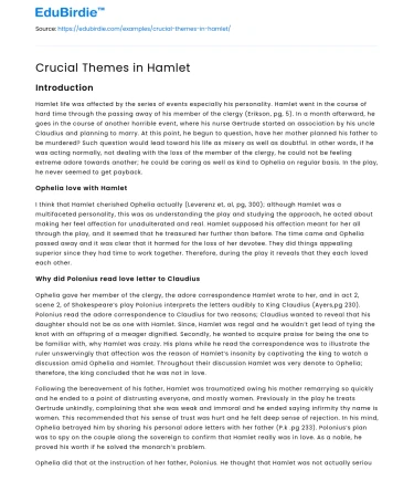 Crucial Themes in Hamlet