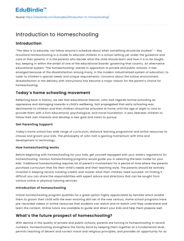Introduction to Homeschooling