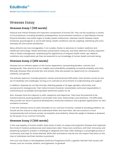 Illnesses Essay