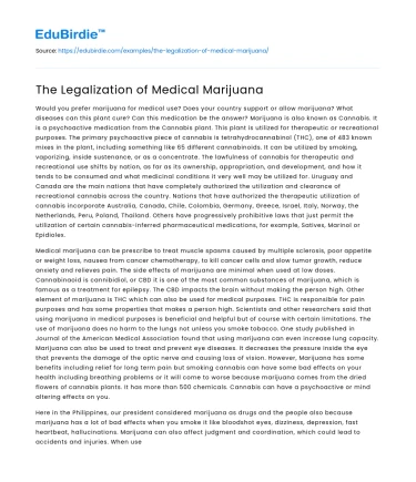 The Legalization of Medical Marijuana