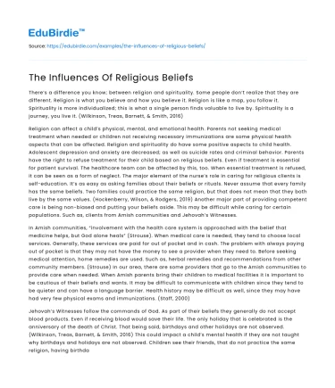 The Influences Of Religious Beliefs