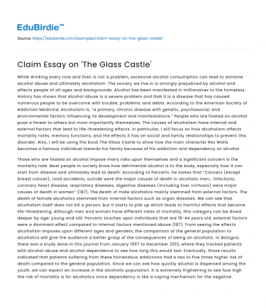 Claim Essay on ‘The Glass Castle’