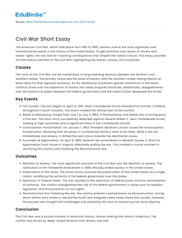 Civil War Short Essay