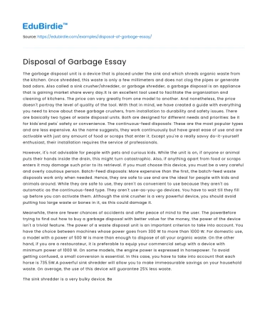 Sustainable Waste Disposal: Challenges and Innovations