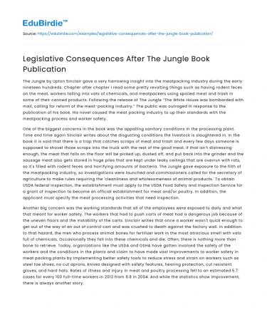 Legislative Consequences After The Jungle Book Publication