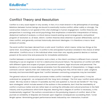 Conflict Theory and Resolution