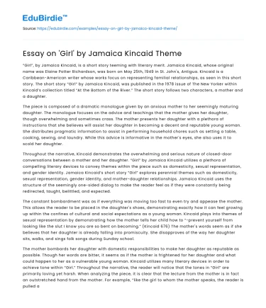 Essay on ‘Girl’ by Jamaica Kincaid Theme