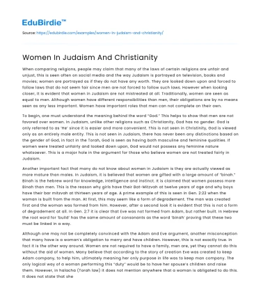 Women In Judaism And Christianity