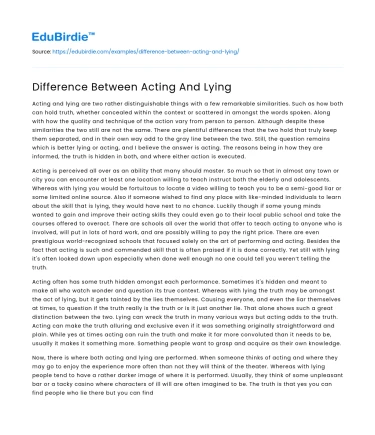 Difference Between Acting And Lying