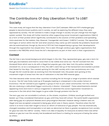 Impact of Gay Liberation Front on LGBT Rights