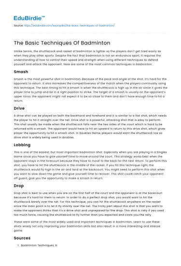 The Basic Techniques Of Badminton