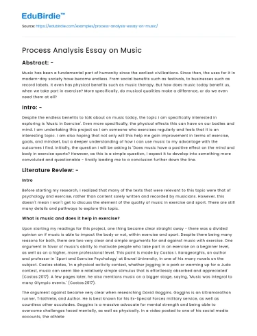 Process Analysis Essay on Music