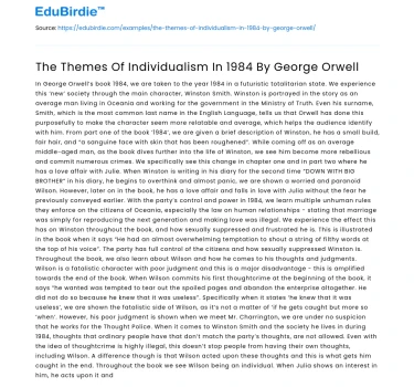 The Themes Of Individualism In 1984 By George Orwell