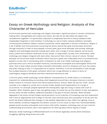 Analysis of Hercules in Greek Mythology & Religion