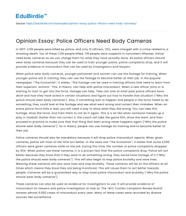 Opinion Essay: Police Officers Need Body Cameras