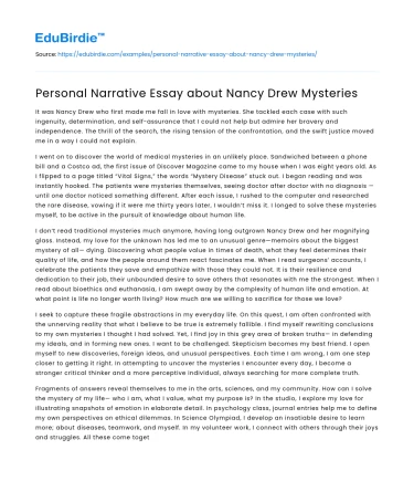 Personal Narrative Essay about Nancy Drew Mysteries