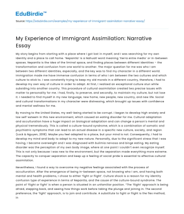 My Experience of Immigrant Assimilation: Narrative Essay