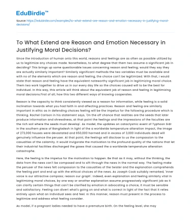 The Interplay of Reason and Emotion in Moral Decision Making