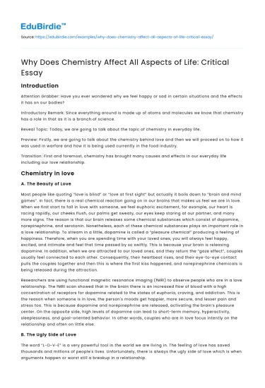 Why Does Chemistry Affect All Aspects of Life: Critical Essay
