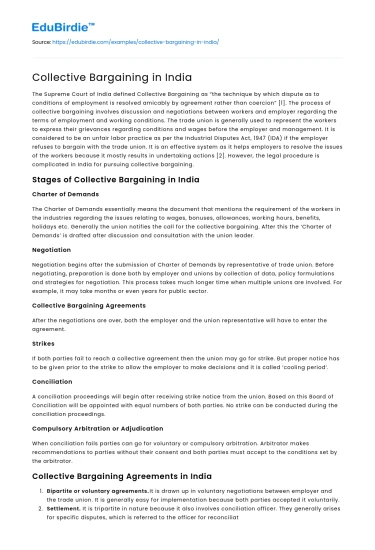 Collective Bargaining in India