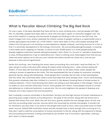 What Is Peculiar About Climbing The Big Red Rock