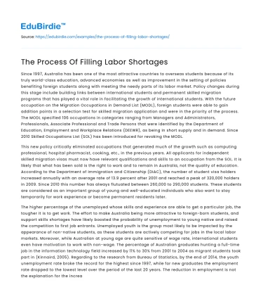 The Process Of Filling Labor Shortages