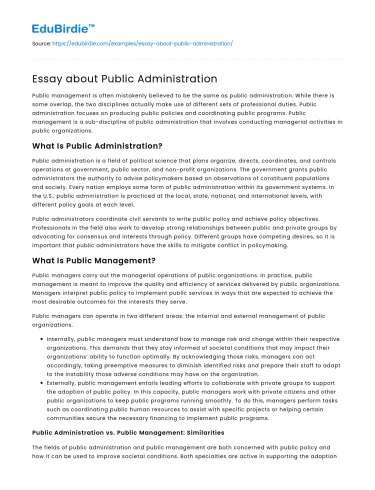 Essay about Public Administration