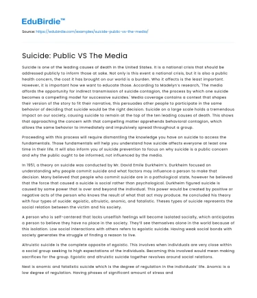 Suicide: Public VS The Media