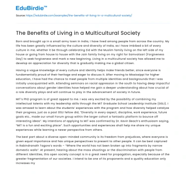 The Benefits of Living in a Multicultural Society