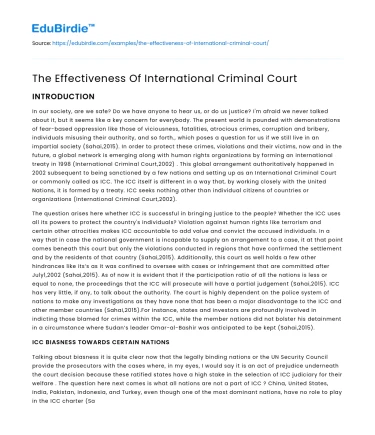 The Effectiveness Of International Criminal Court