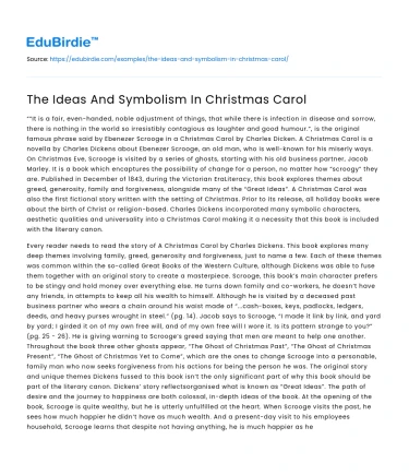 The Ideas And Symbolism In Christmas Carol