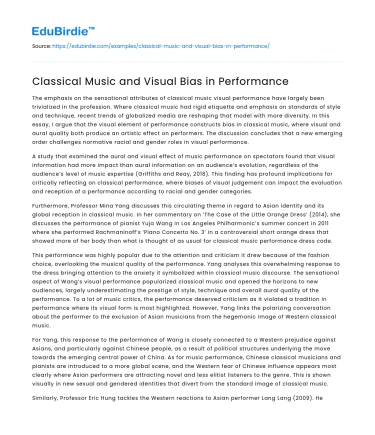 Classical Music and Visual Bias in Performance