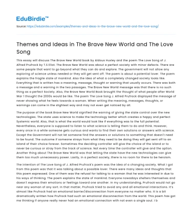 Themes and Ideas in The Brave New World and The Love Song