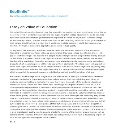 Essay on Value of Education