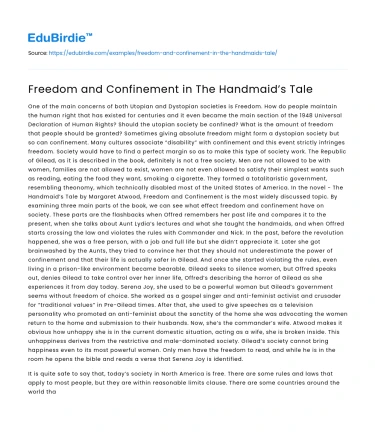 Freedom and Confinement in The Handmaid’s Tale
