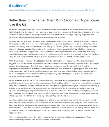 Prospects of Brazil Becoming a Global Superpower