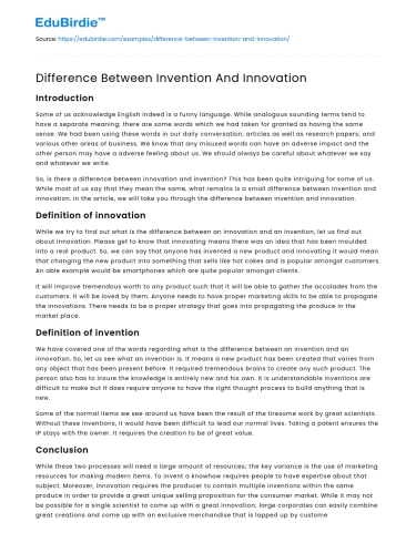 Difference Between Invention And Innovation