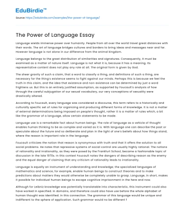 The Power of Language Essay