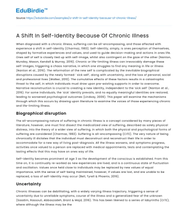 A Shift In Self-Identity Because Of Chronic Illness