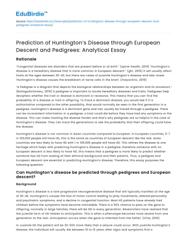Predicting Huntington’s Disease in European Descent