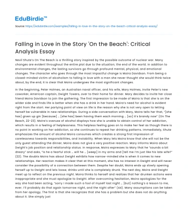 Falling in Love in the Story ‘On the Beach’: Critical Analysis Essay