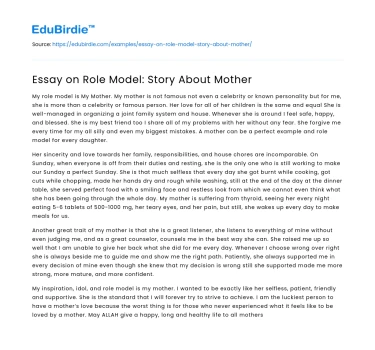 Essay on Role Model: Story About Mother