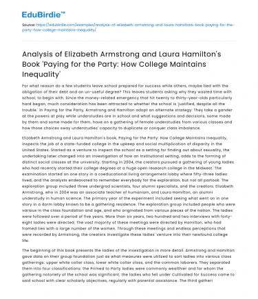 Analysis of ‘Paying for the Party’: College Inequality
