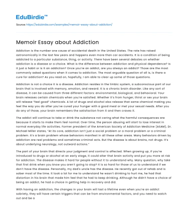 Memoir Essay about Addiction