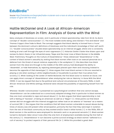 Analysis of African-American Representation in Gone with the Wind