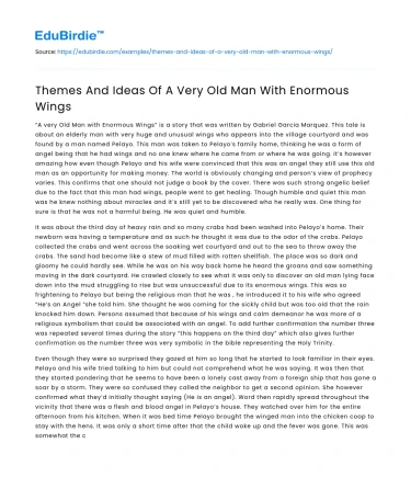 Themes And Ideas Of A Very Old Man With Enormous Wings
