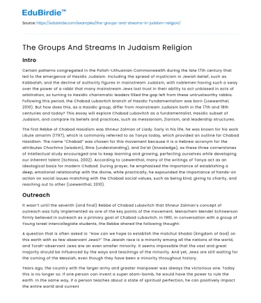 The Groups And Streams In Judaism Religion