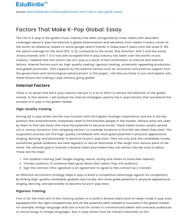 Factors That Make K-Pop Global: Essay