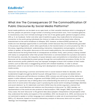 Consequences of Social Media on Public Discourse
