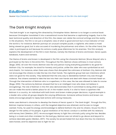 The Dark Knight Analysis